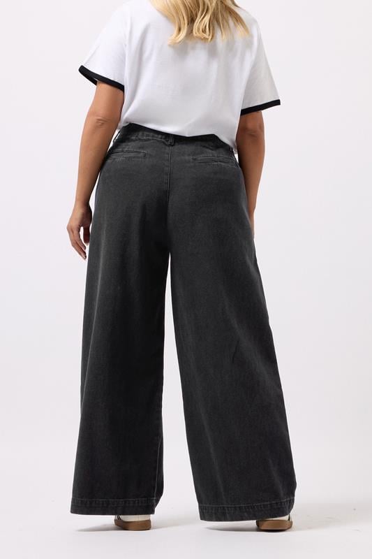 Evans YOURS Curve Black Pleated Wide Leg Jeans