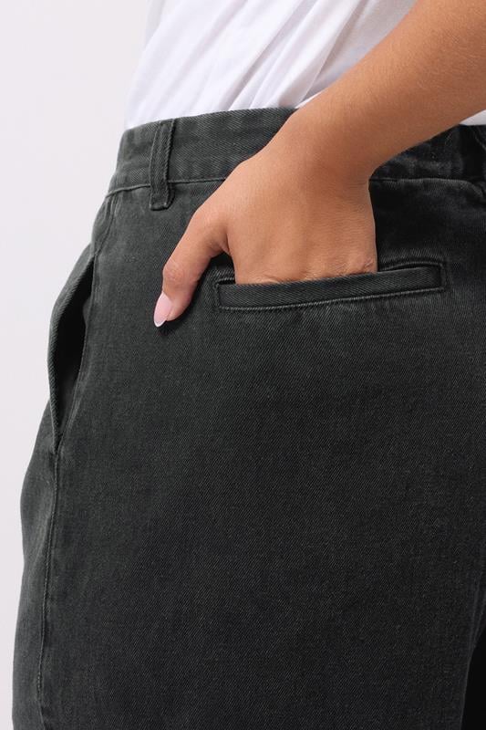 Evans YOURS Curve Black Pleated Wide Leg Jeans