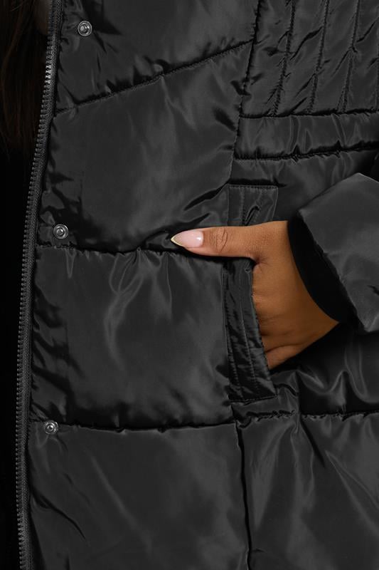 Evans YOURS Curve Black Puffer Midi Coat
