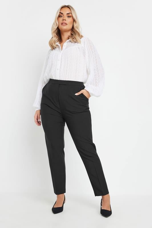 Evans YOURS Curve Black Pull On Tapered Trousers