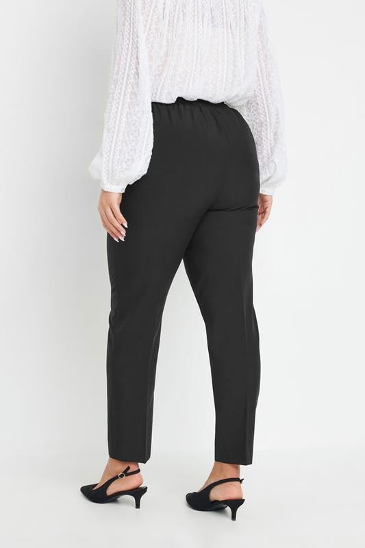 Evans YOURS Curve Black Pull On Tapered Trousers