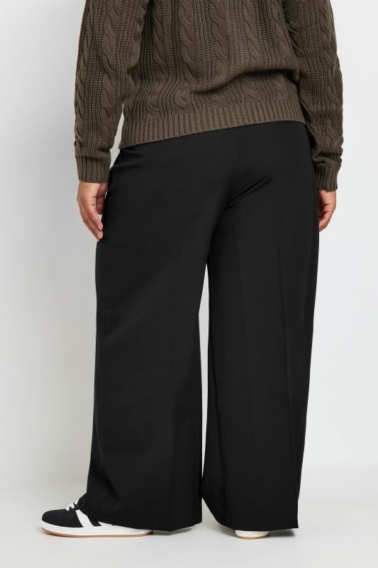 Evans YOURS Curve Black Pull On Wide Leg Trousers