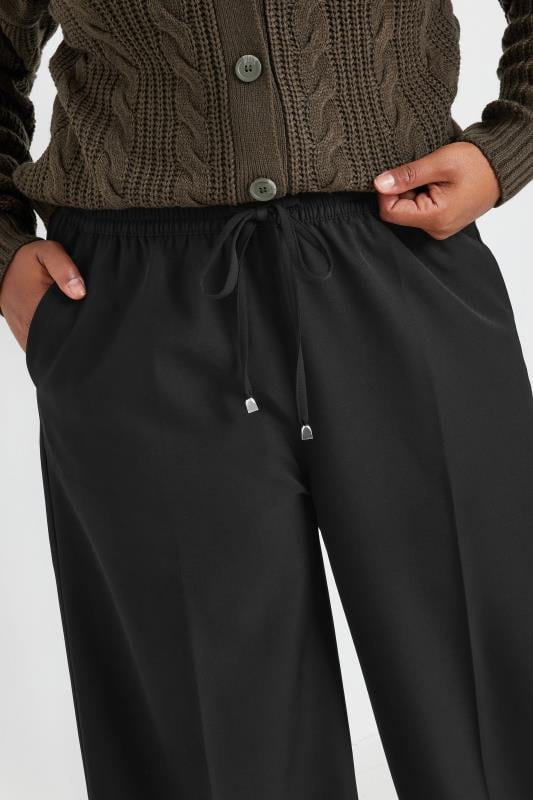 Evans YOURS Curve Black Pull On Wide Leg Trousers