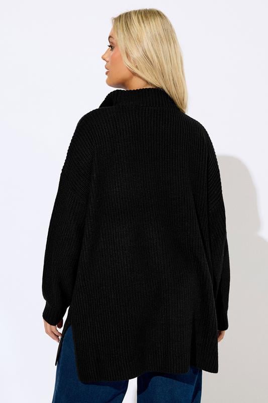 Evans YOURS Curve Black Quarter Zip Jumper