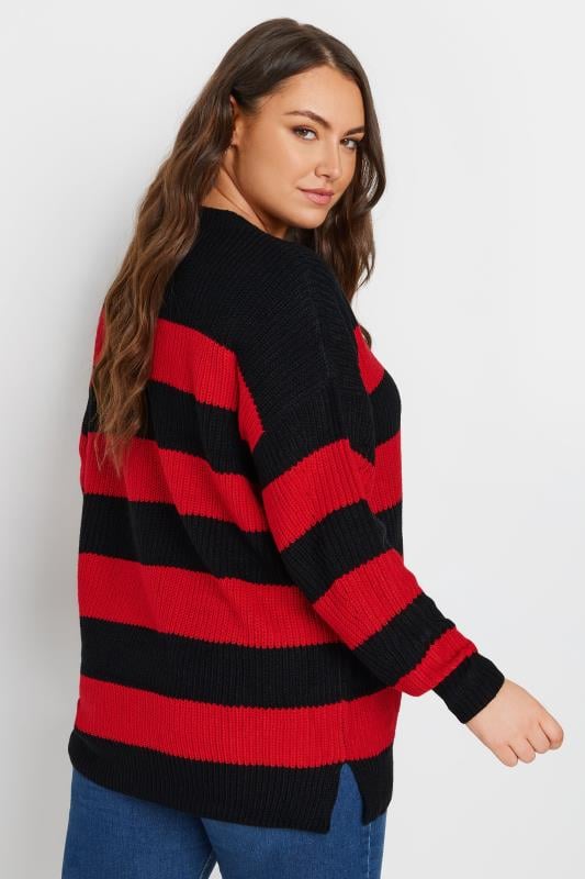 Evans YOURS Curve Black & Red Stripe Knitted Jumper