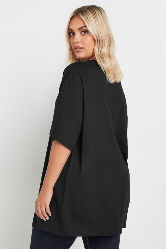 Evans YOURS Curve Black Relaxed Longline T-Shirt