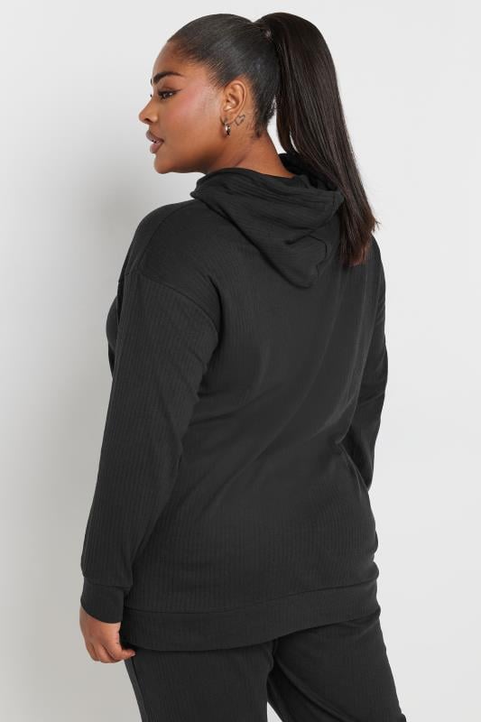 Evans YOURS Curve Black Ribbed Hoodie