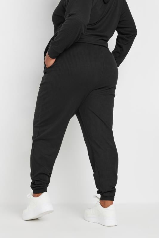 Evans YOURS Curve Black Ribbed Joggers