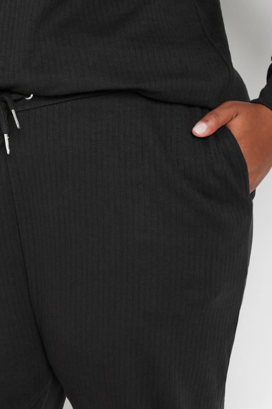 Evans YOURS Curve Black Ribbed Joggers