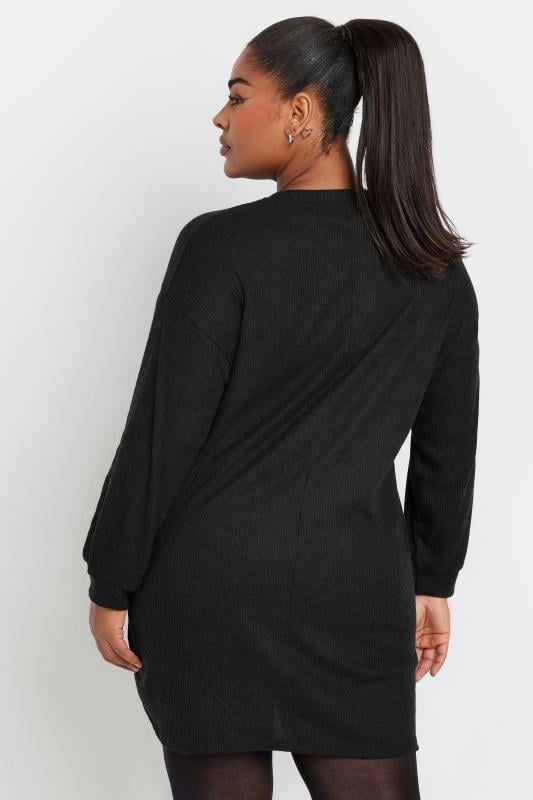 Evans YOURS Curve Black Ribbed Jumper Dress