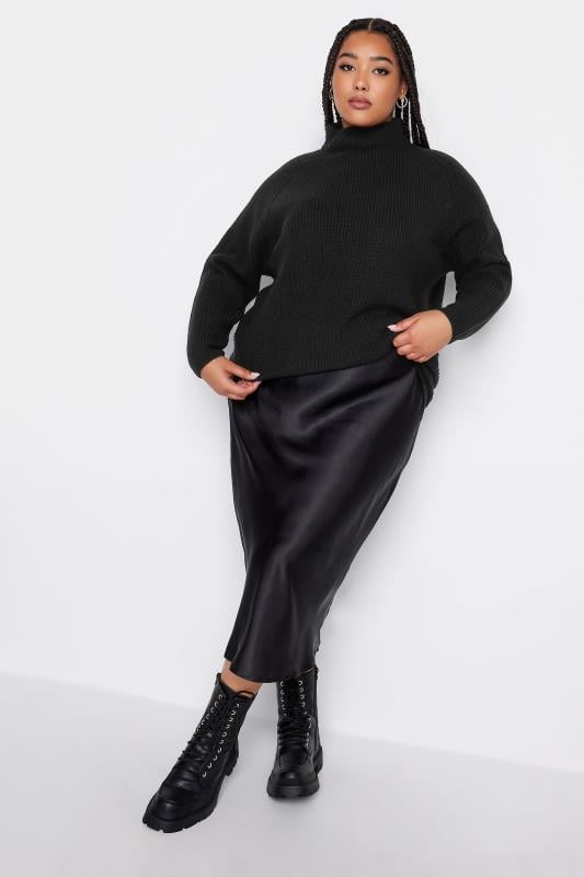 Evans YOURS Curve Black Ribbed Knitted Jumper