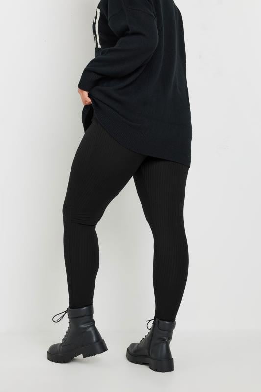 Evans YOURS Curve Black Ribbed Leggings
