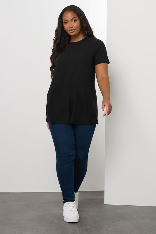 Evans YOURS Curve Black Ribbed Swing Top
