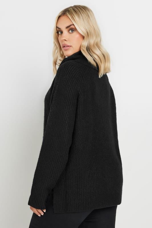 Evans YOURS Curve Black Roll Neck Knitted Jumper