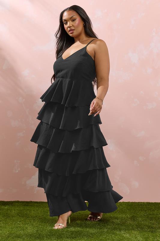 Evans YOURS Curve Black Ruffle Maxi Dress