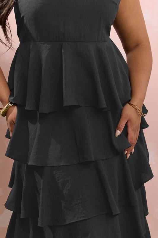 Evans YOURS Curve Black Ruffle Maxi Dress