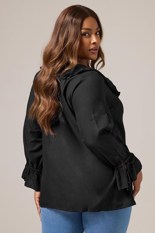 Evans YOURS Curve Black Ruffle Tie Front Blouse
