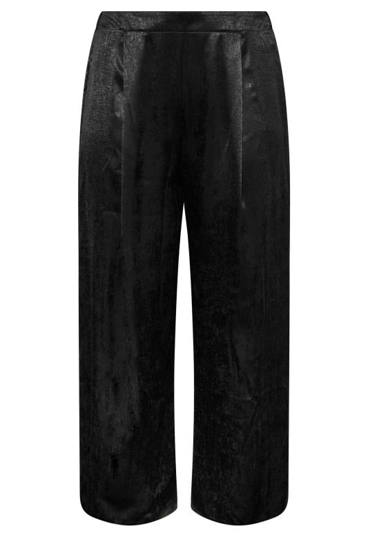 Evans YOURS Curve Black Satin Wide Leg Trousers