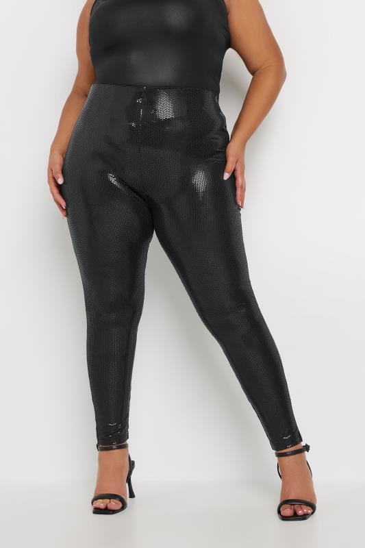 evans YOURS Curve Black Sequin Leggings