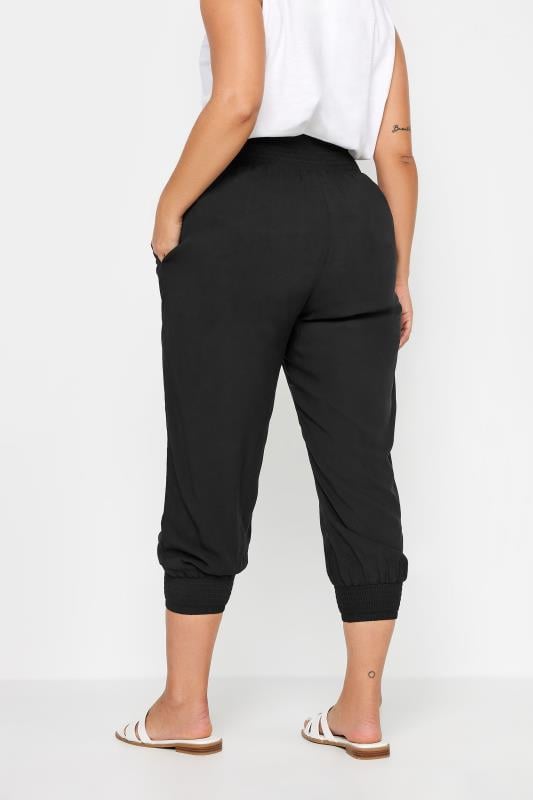 Evans YOURS Curve Black Shirred Harem Trousers