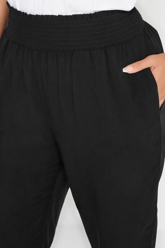 Evans YOURS Curve Black Shirred Harem Trousers
