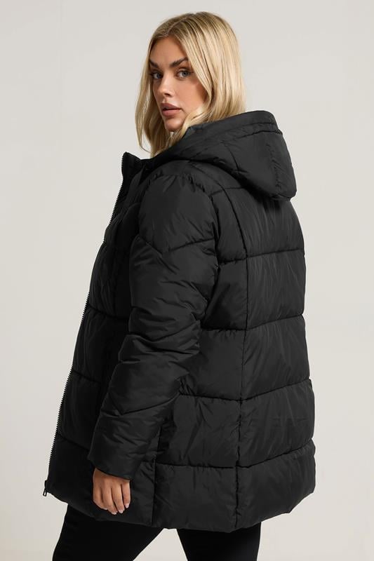 Evans YOURS Curve Black Short Padded Coat