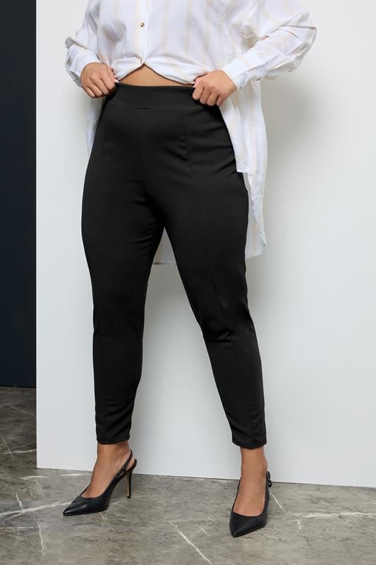 evans YOURS Curve Black Stretch Tapered Trousers