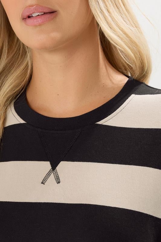 Evans YOURS Curve Black Stripe Heavyweight T-Shirt