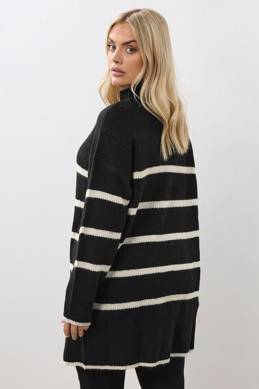 Evans YOURS Curve Black Stripe High Neck Jumper