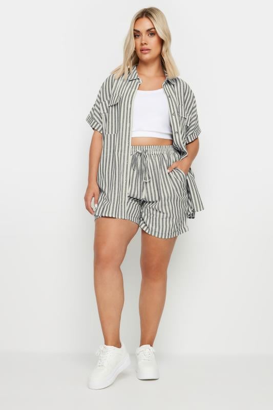 Evans YOURS Curve Black Stripe Linen Shirt
