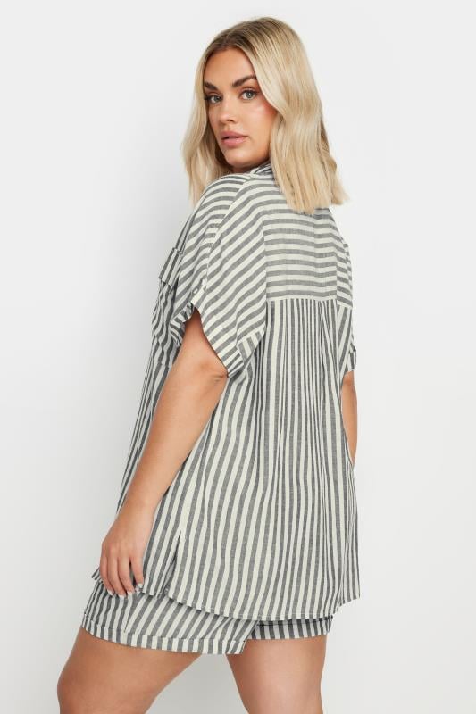 Evans YOURS Curve Black Stripe Linen Shirt
