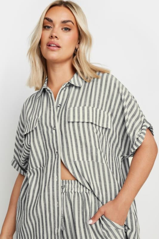 Evans YOURS Curve Black Stripe Linen Shirt