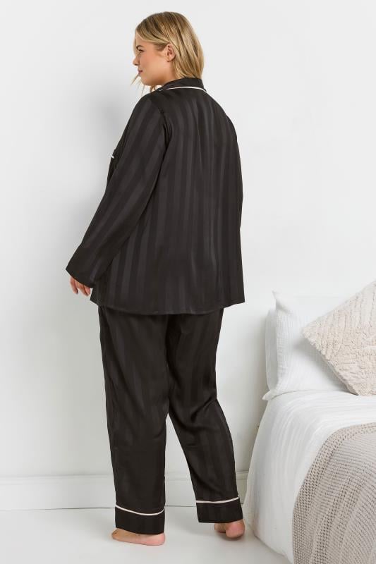 Evans YOURS Curve Black Stripe Satin Pyjama Set