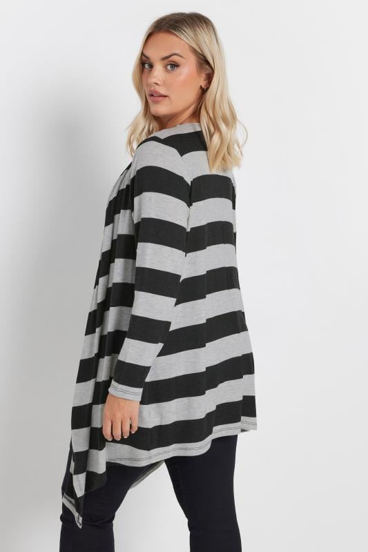 Evans YOURS Curve Black Stripe Waterfall Cardigan