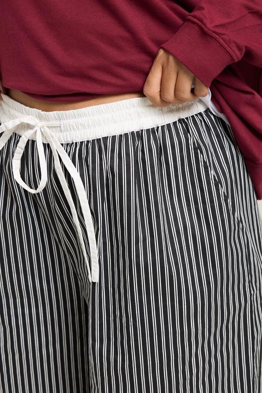 Evans YOURS Curve Black Stripe Wide Leg Trousers