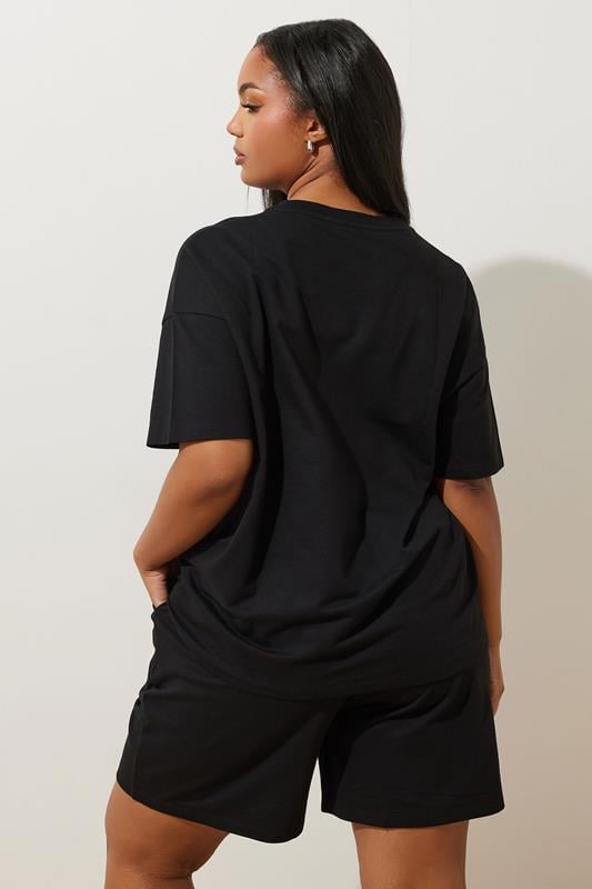 Evans YOURS Curve Black Sweat T-Shirt & Shorts Set
