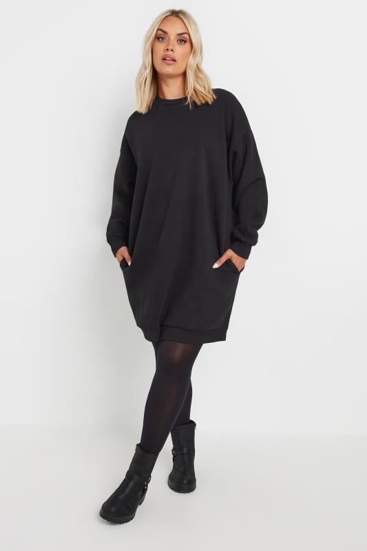 evans YOURS Curve Black Sweatshirt Dress