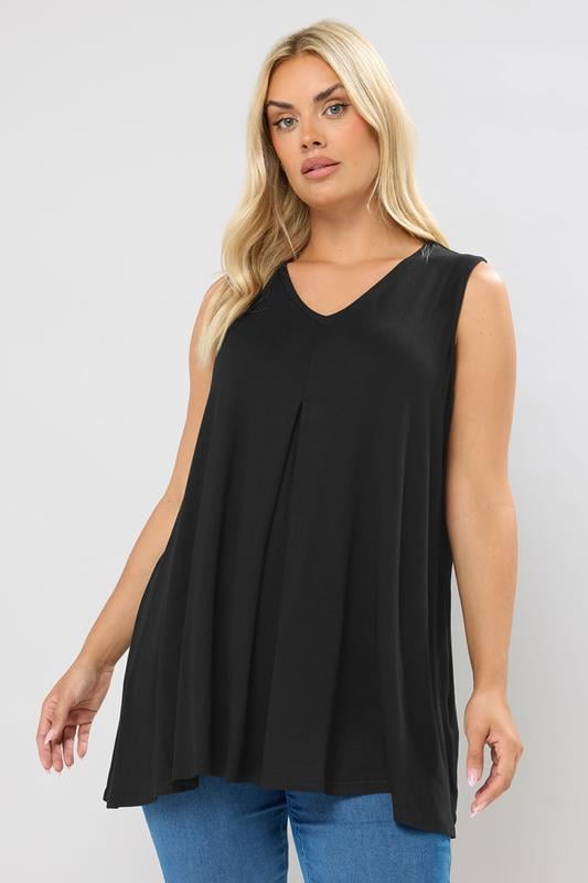 evans YOURS Curve Black Swing Vest Top