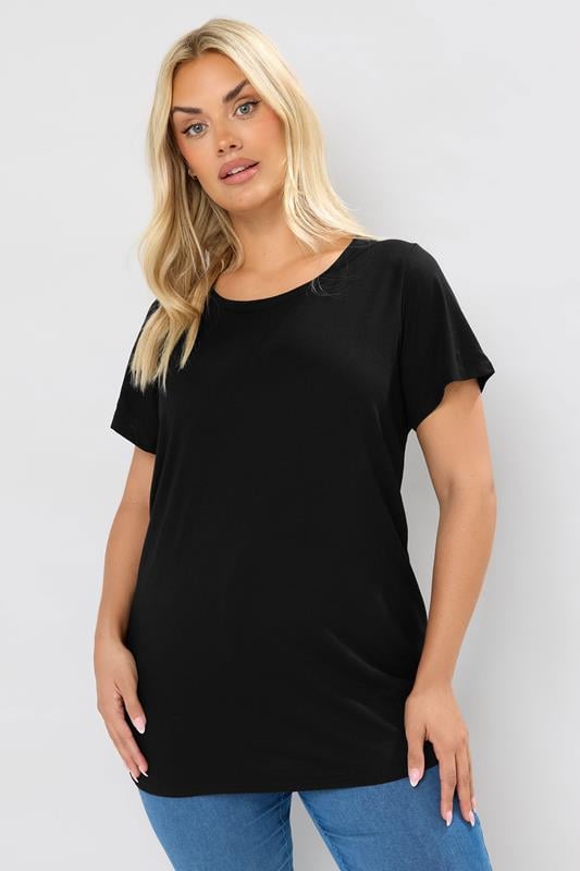 evans YOURS Curve Black T-Shirt