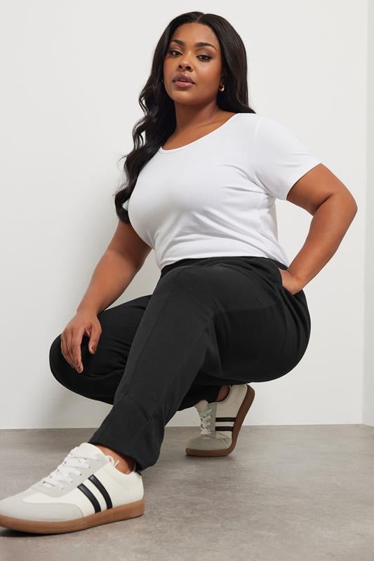 Evans Yours Curve Black Tapered Leg Joggers