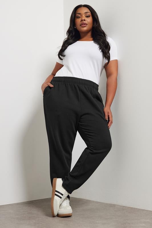 evans Yours Curve Black Tapered Leg Joggers