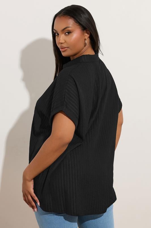 Evans YOURS Curve Black Textured Boxy Shirt