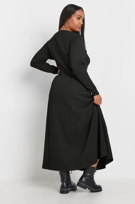 Evans YOURS Curve Black Textured Flared Maxi Dress