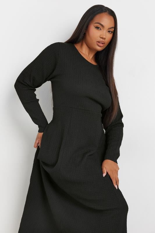 Evans YOURS Curve Black Textured Flared Maxi Dress