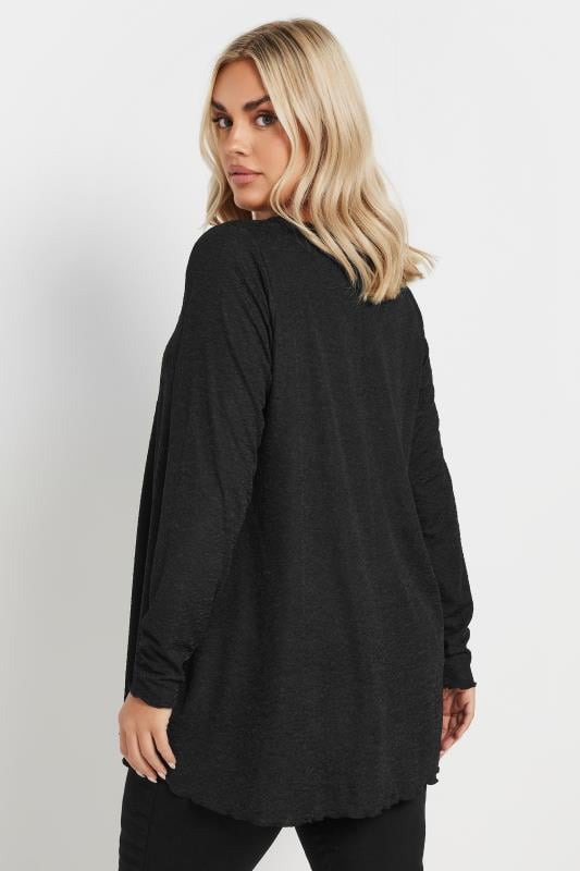 Evans YOURS Curve Black Textured Long Sleeve Top