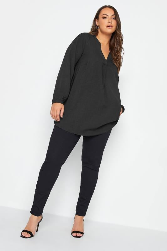 Evans YOURS Curve Black Textured Tunic Shirt