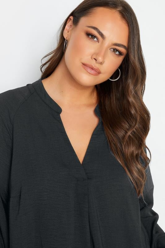 Evans YOURS Curve Black Textured Tunic Shirt