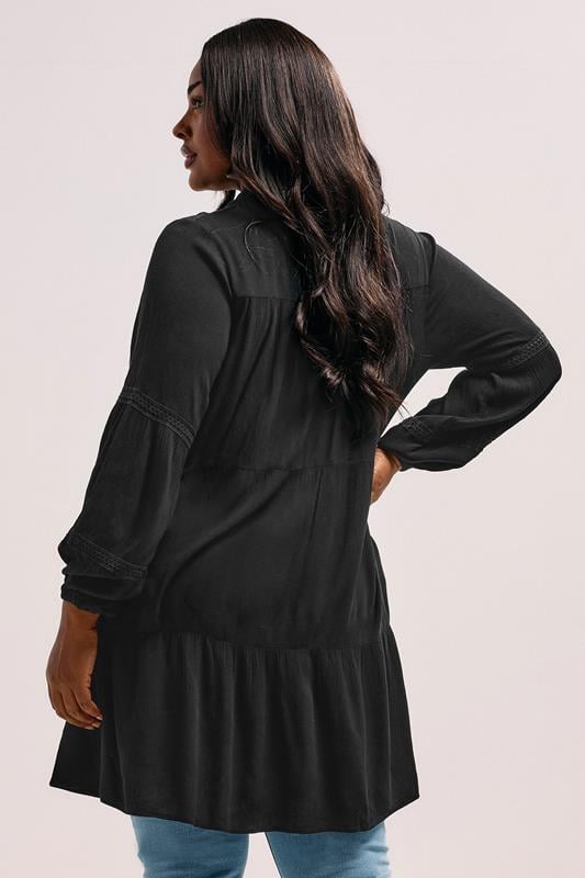 Evans YOURS Curve Black Tiered Lace Shirt