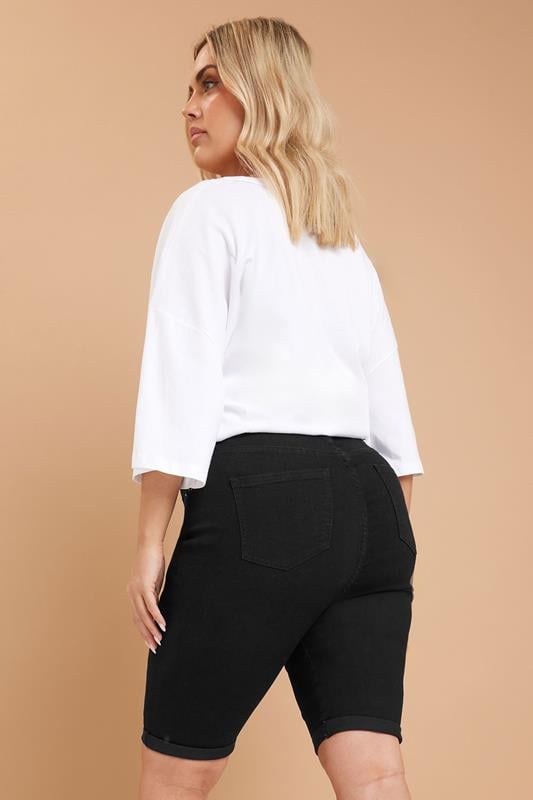 Evans YOURS Curve Black Turn Up Denim Shorts