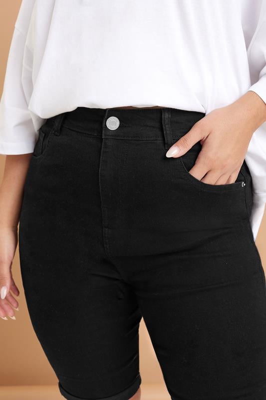 Evans YOURS Curve Black Turn Up Denim Shorts